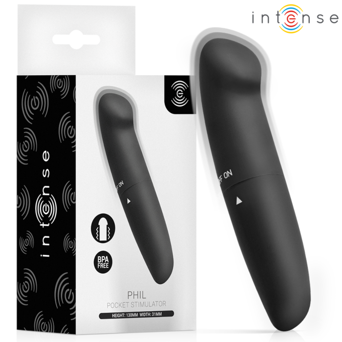 Mini vibrator INTENSE FUN TOYS Phil za G-točko, črn 13 cm