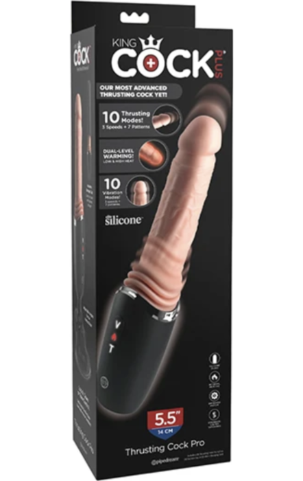 Dildo KING COCK PLUS THRUSTING COCK PRO z vibracijami, 12.7 cm