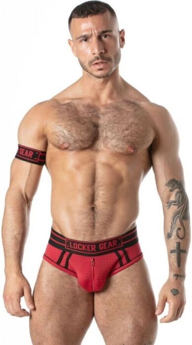 Moške spodnjice LOCKER GEAR SPORT MESH JOCK BRIEF rdeče S