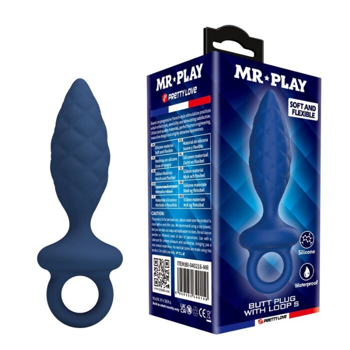MR PLAY - TEXTURED ANAL PLUG WITH RING BLUE S MR PLAY - TEXTURED ANAL PLUG WITH RING BLUE S