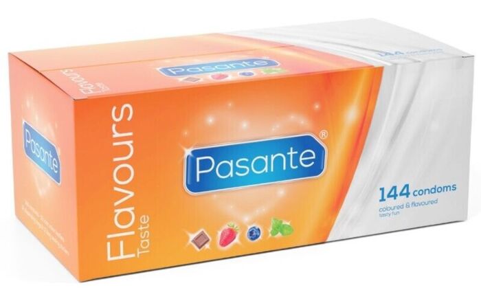 Kondomi Pasante z okusi in barvami - 144 enot