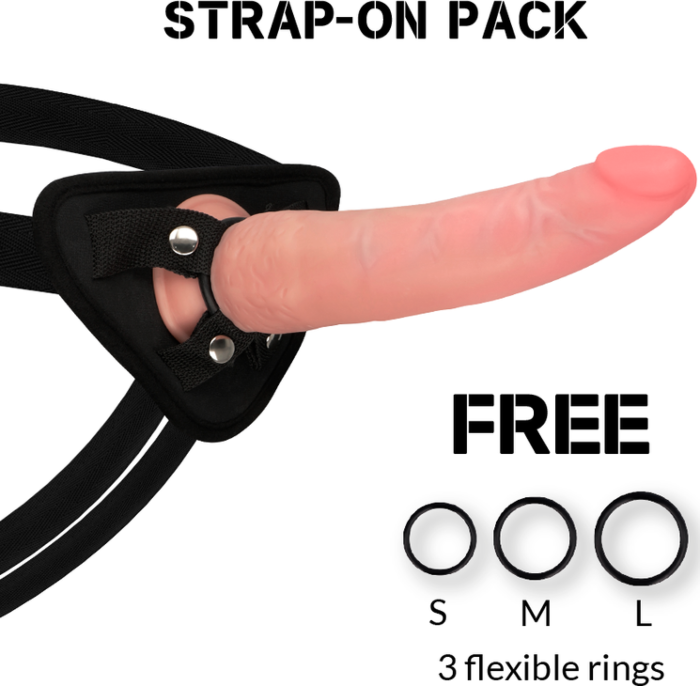 ROCKARMY - ARNÉS + DUAL DENSITY CRUSADER DILDO REALISTA 21.5 CM -O- 4.46 CM