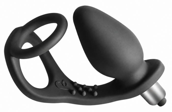 ROCKS-OFF RO-ZEN prostatični vibrator z dvojnim obročem, črn