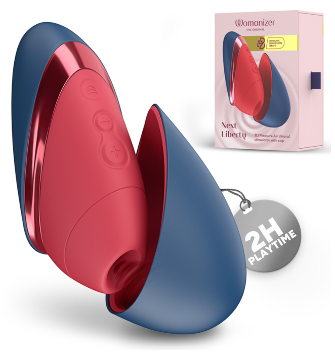 WOMANIZER NEXT LIBERTY 3D klitoralni stimulator, modro-rdeč