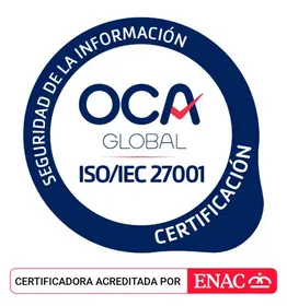 Certifikacijski znak OCA za ISO/IEC 27001, akreditiran pri ENAC
